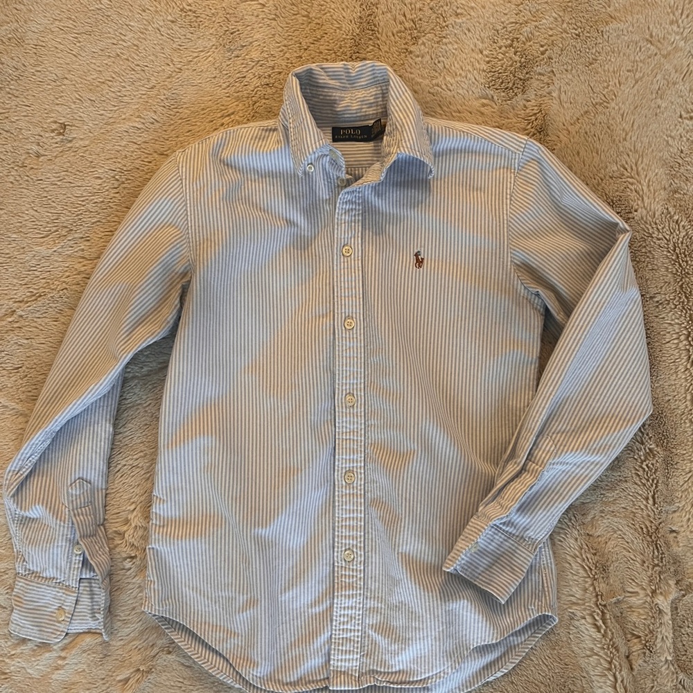Ralph Lauren pinstriped button down shirt. Size XS.